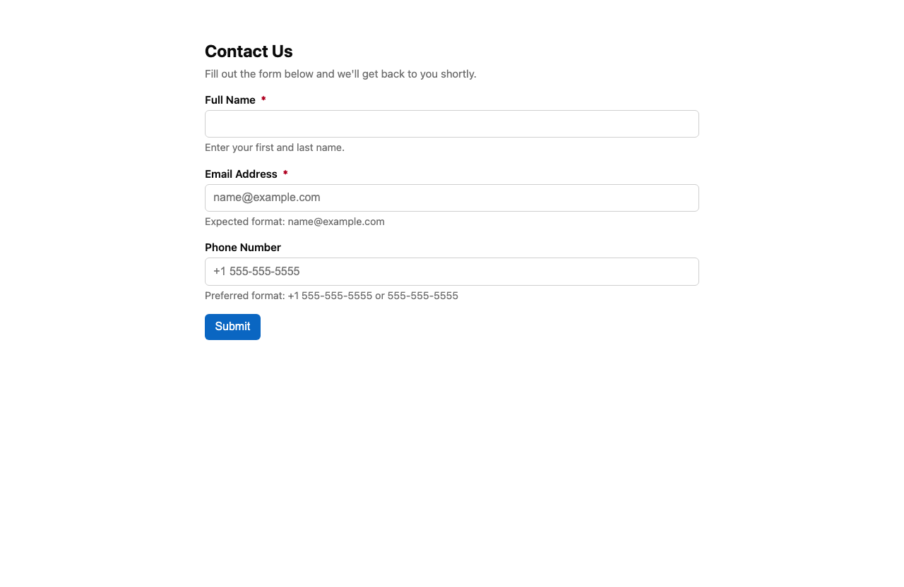 Screenshot sample 0 for simple-contact-form / GPT-5 Mini