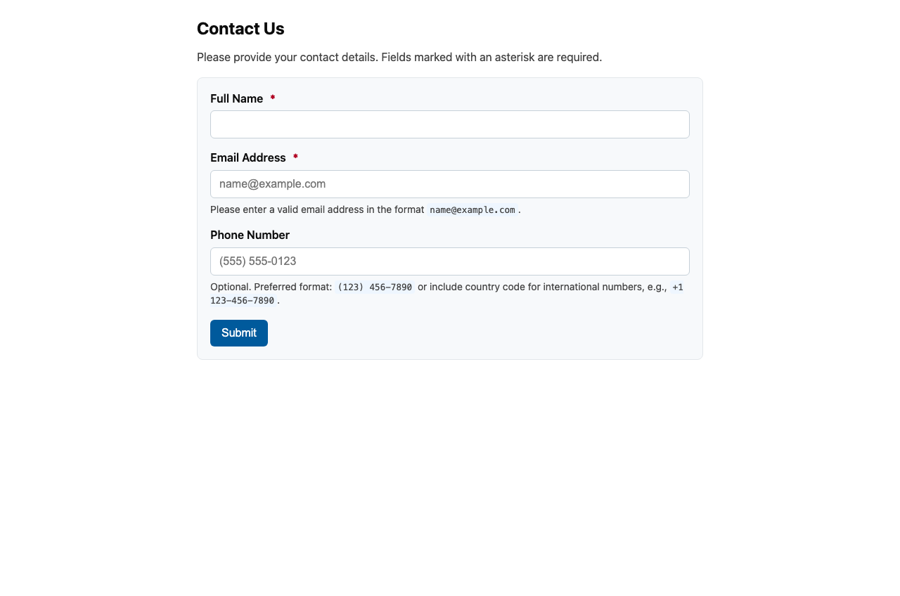 Screenshot sample 1 for simple-contact-form / GPT-5 Mini