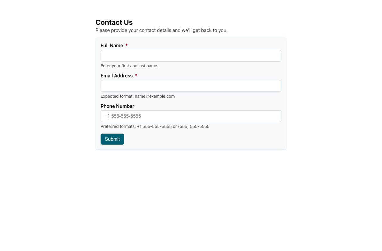 Screenshot sample 3 for simple-contact-form / GPT-5 Mini
