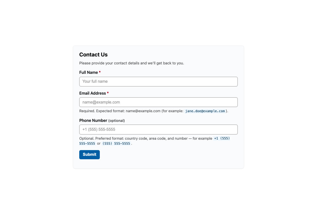 Screenshot sample 4 for simple-contact-form / GPT-5 Mini