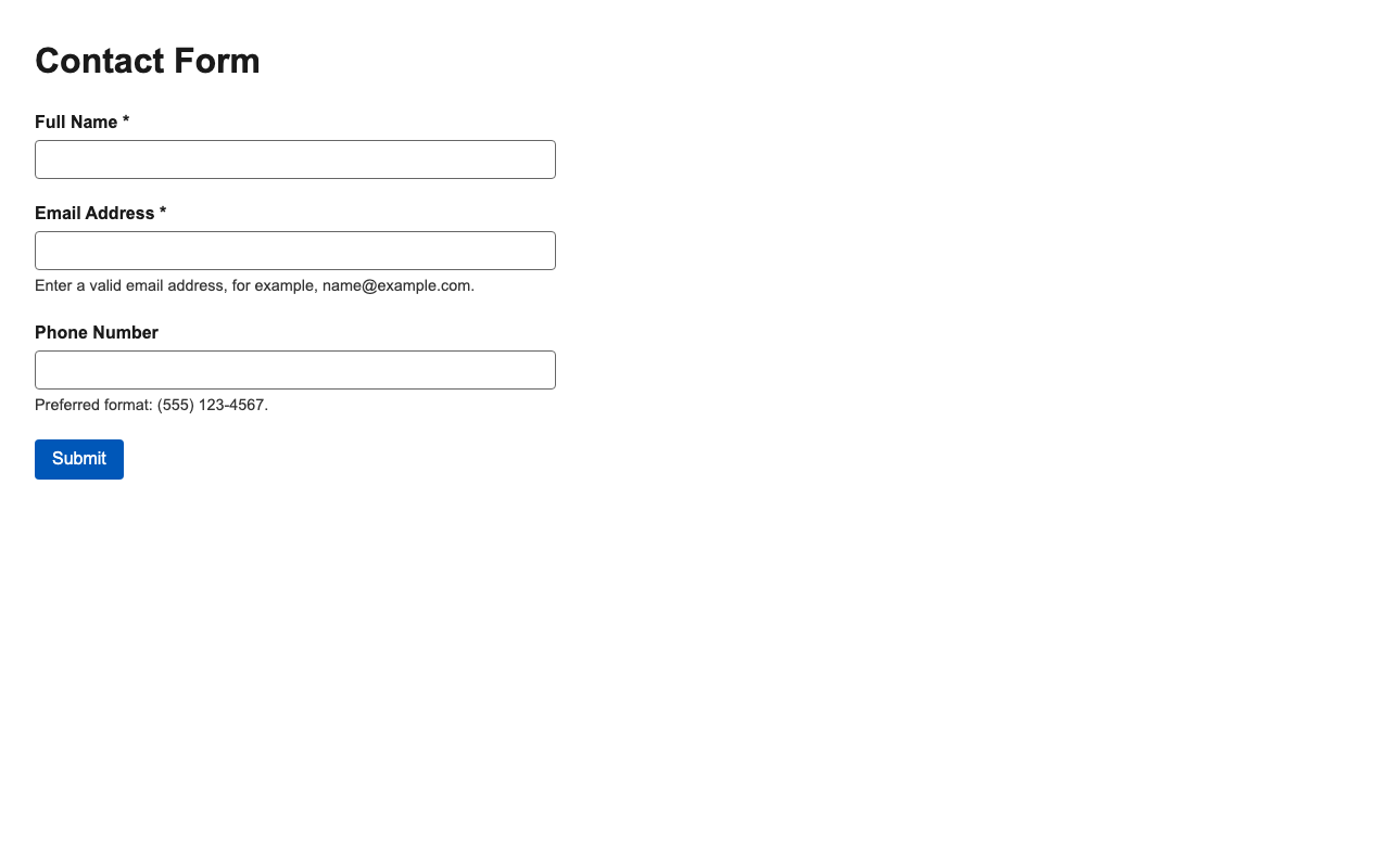 Screenshot sample 4 for simple-contact-form / GPT-5.2 Codex