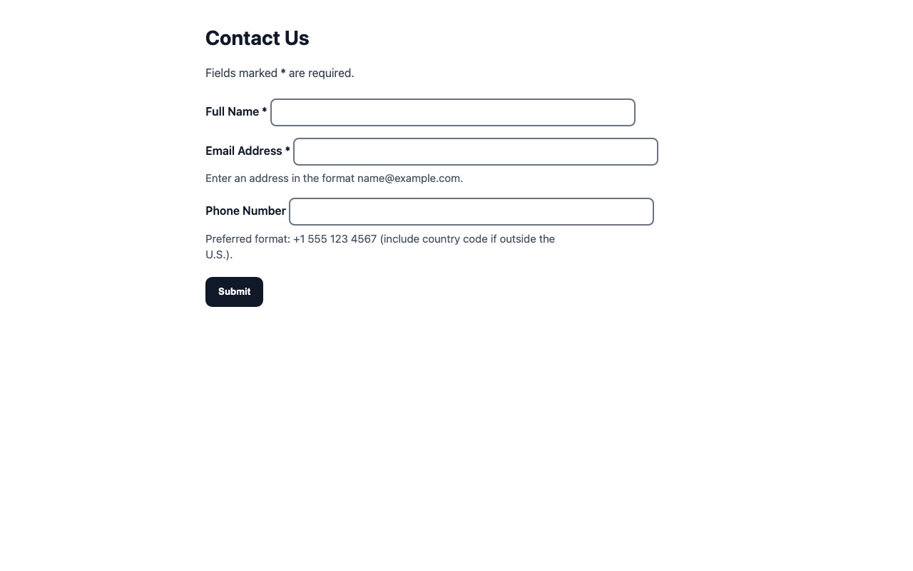 Screenshot sample 0 for simple-contact-form / GPT-5.2