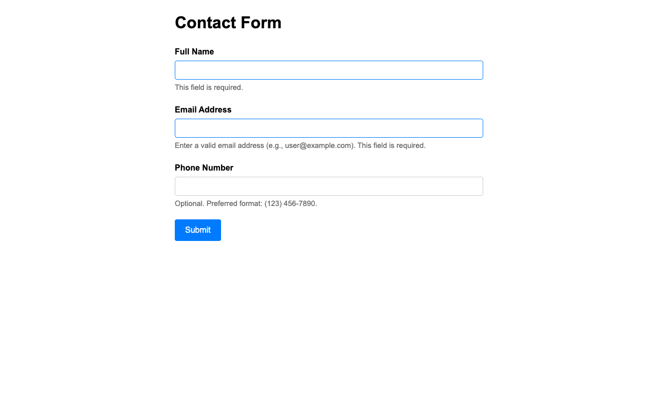 Screenshot sample 0 for simple-contact-form / Grok 4 Fast Non-Reasoning