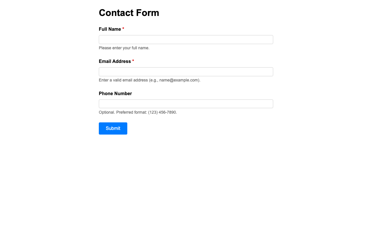 Screenshot sample 1 for simple-contact-form / Grok 4 Fast Non-Reasoning