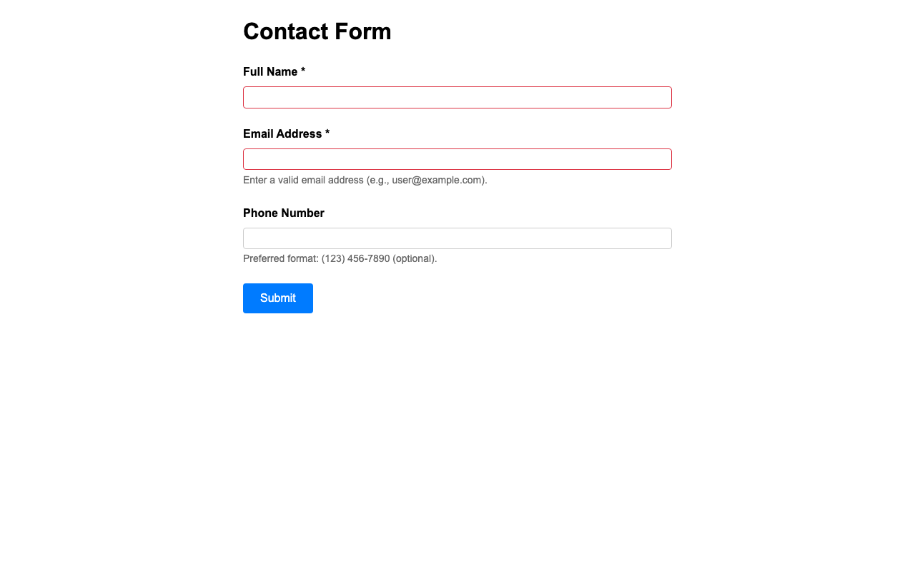 Screenshot sample 3 for simple-contact-form / Grok 4 Fast Non-Reasoning