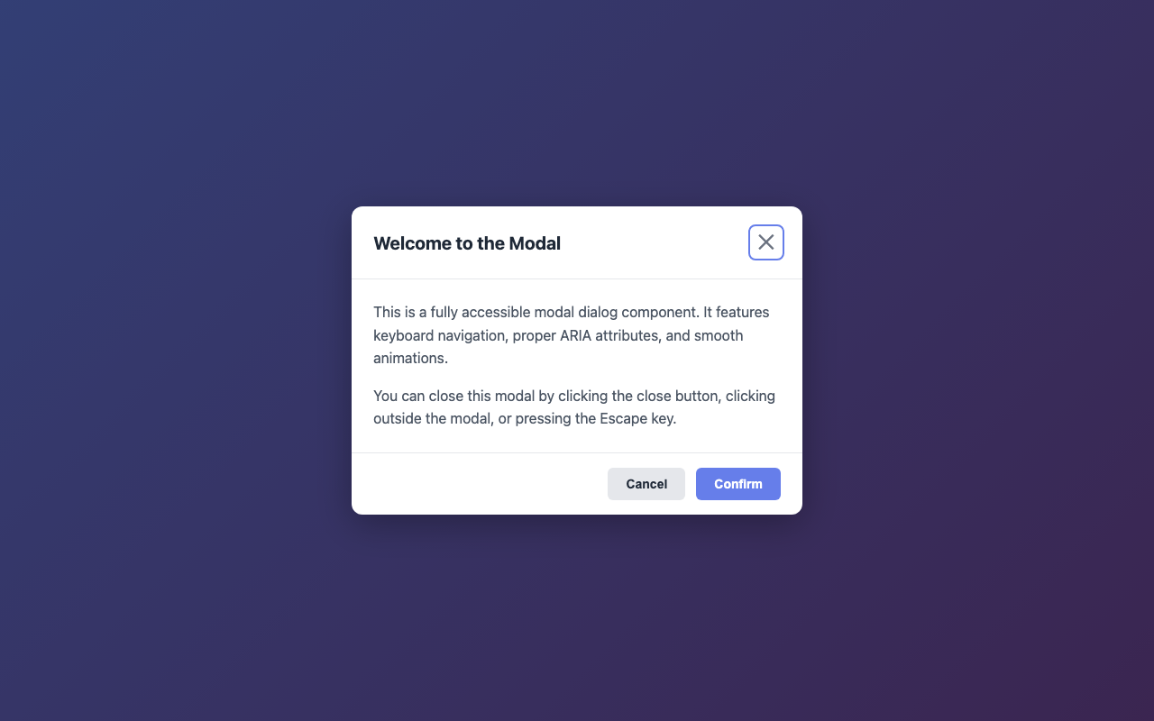 Screenshot sample 3 for modal-dialog / Claude Haiku 4.5