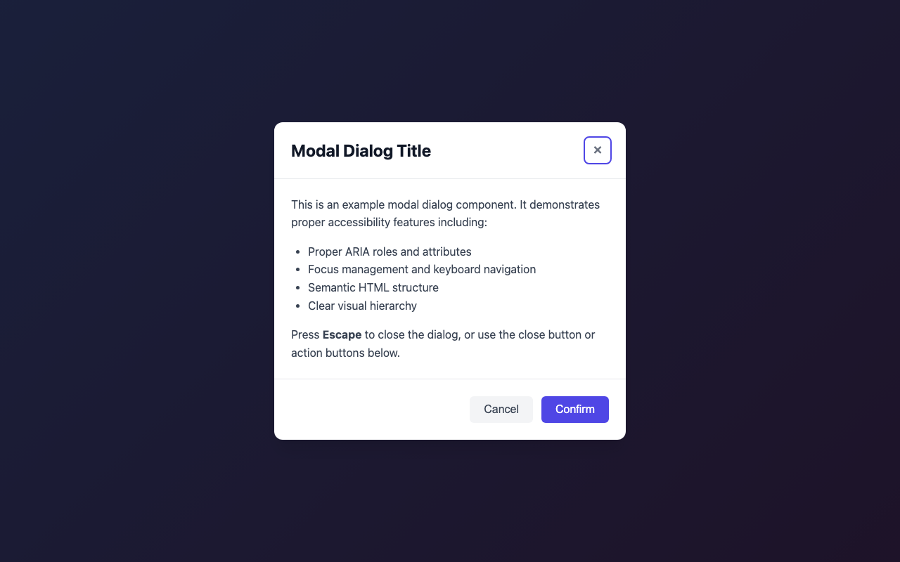 Screenshot sample 4 for modal-dialog / Claude Sonnet 4.5