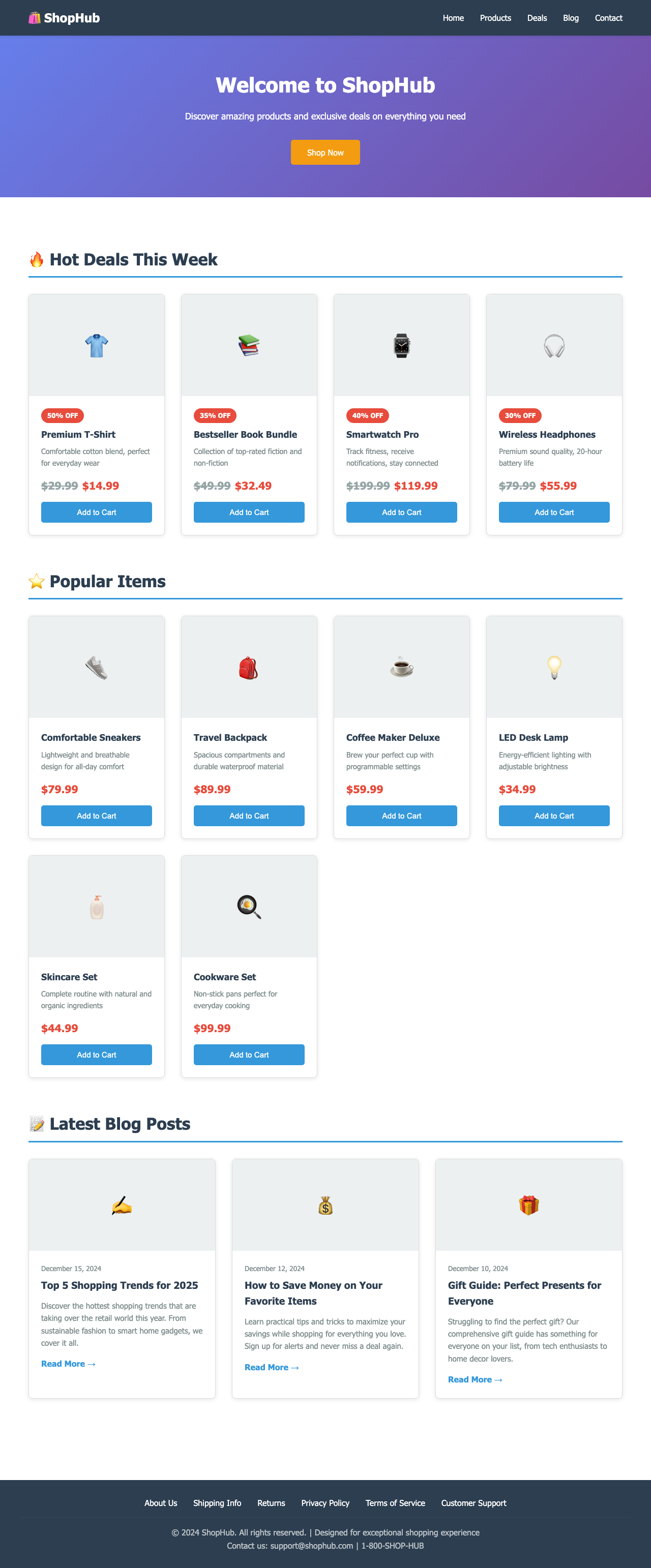 Screenshot sample 0 for shopping-home-page / Claude Haiku 4.5