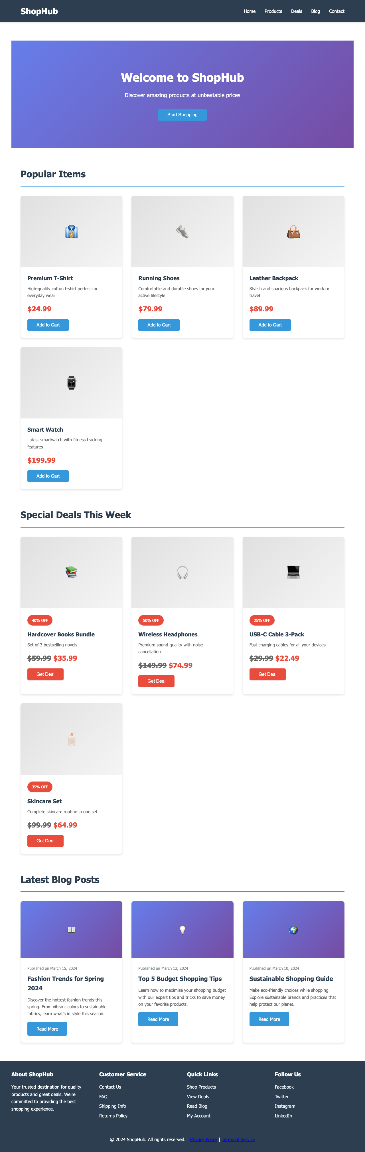 Screenshot sample 1 for shopping-home-page / Claude Haiku 4.5