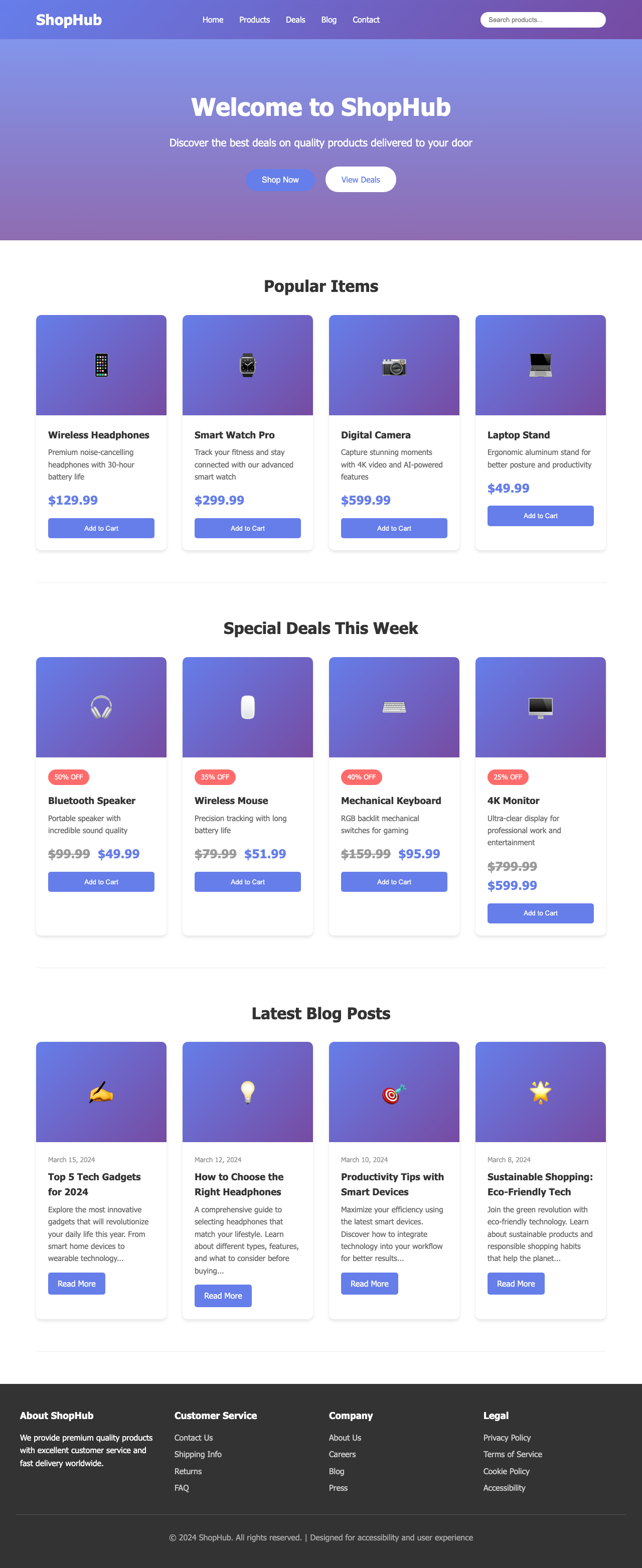 Screenshot sample 2 for shopping-home-page / Claude Haiku 4.5