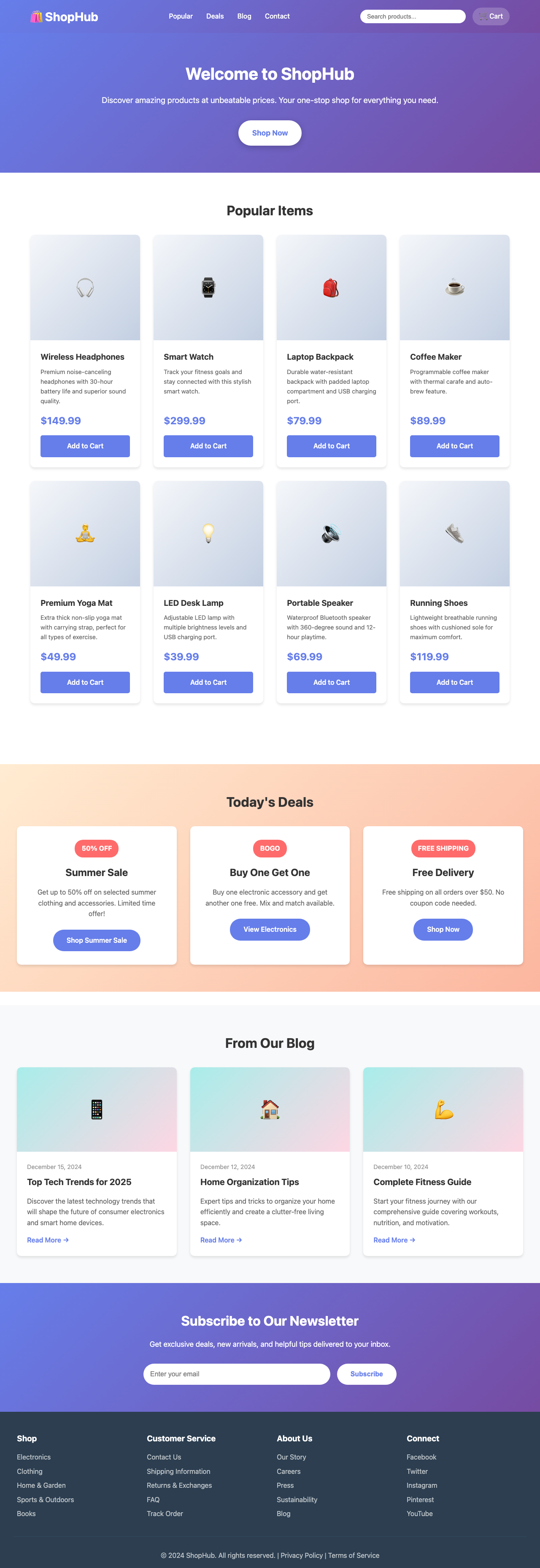 Screenshot sample 0 for shopping-home-page / Claude Sonnet 4.5