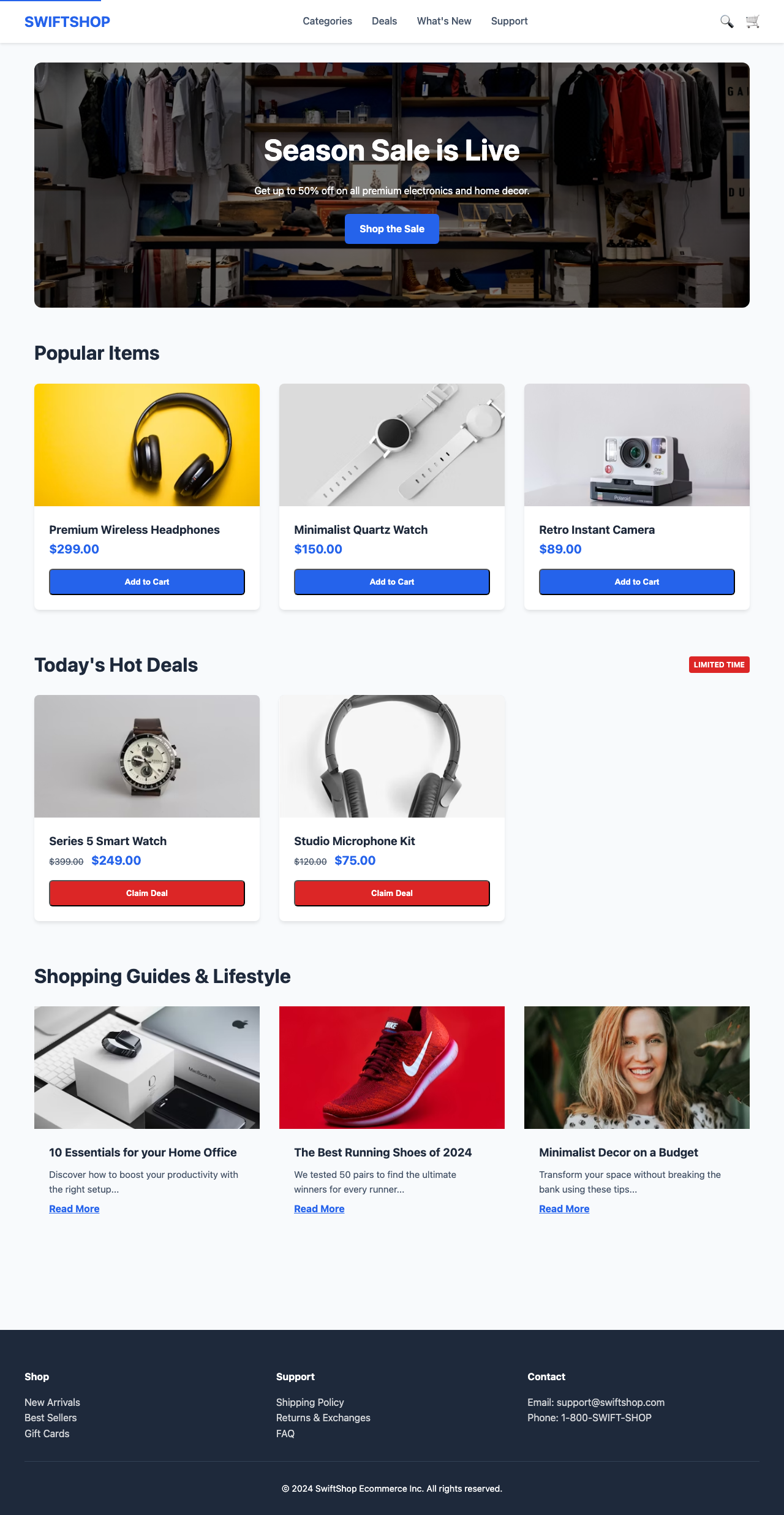 Screenshot sample 0 for shopping-home-page / Gemini 3 Flash Preview