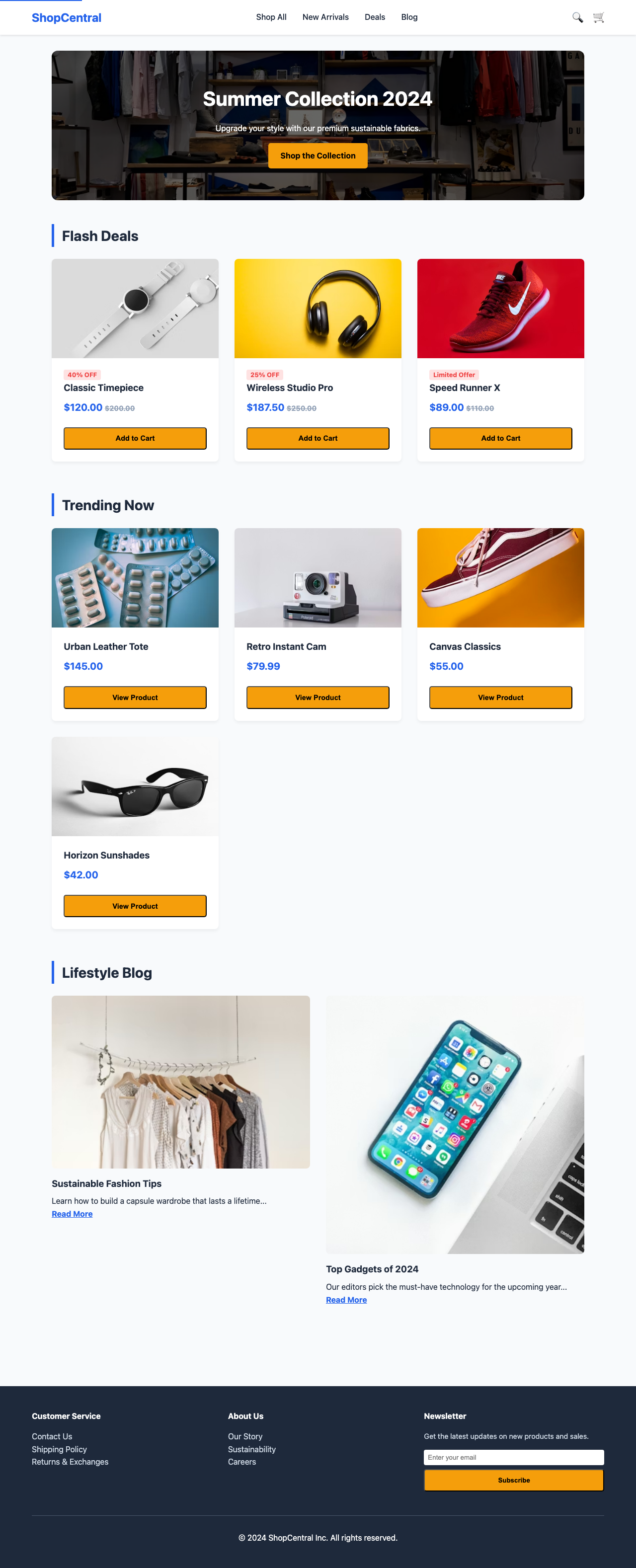 Screenshot sample 3 for shopping-home-page / Gemini 3 Flash Preview