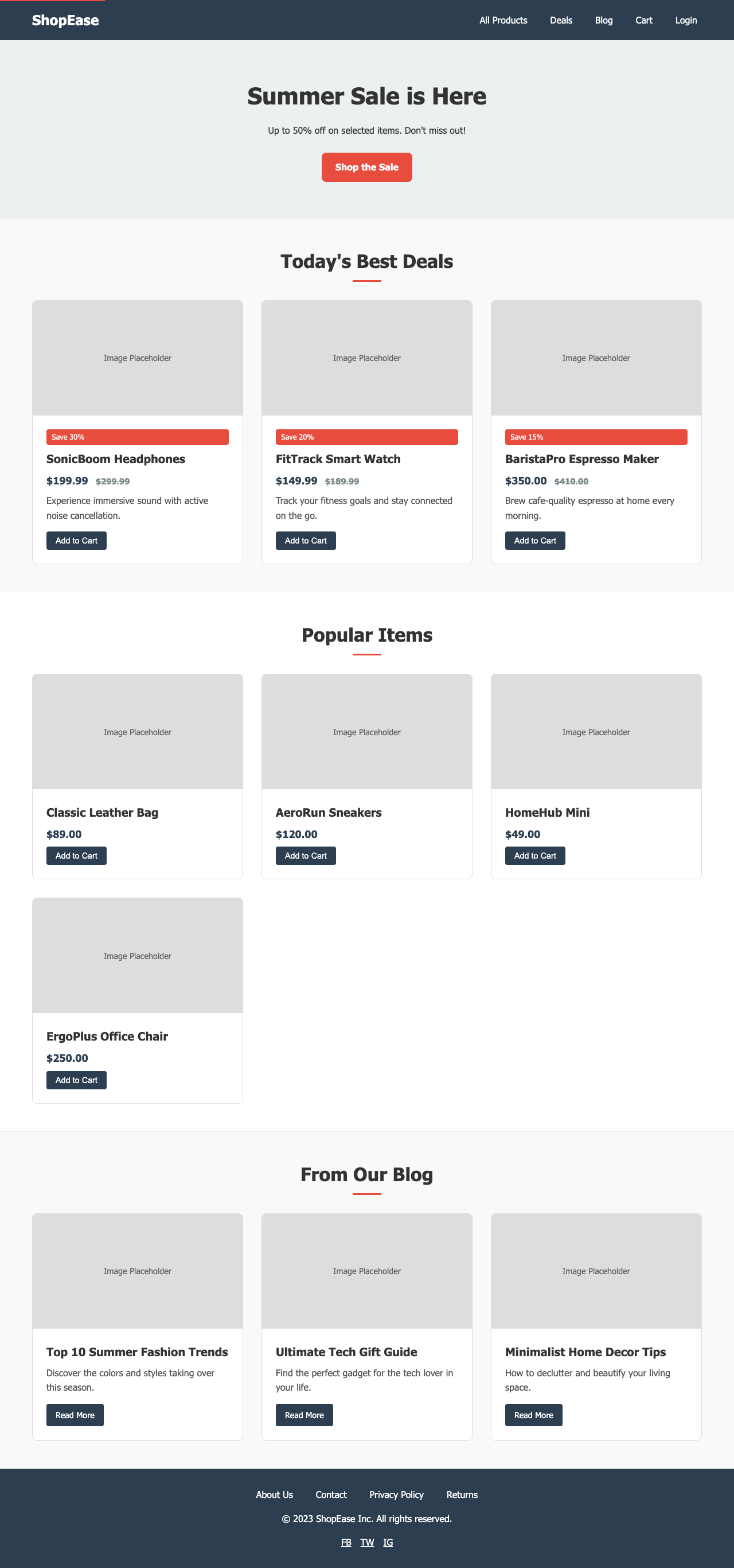 Screenshot sample 2 for shopping-home-page / Gemini 3 Pro Preview