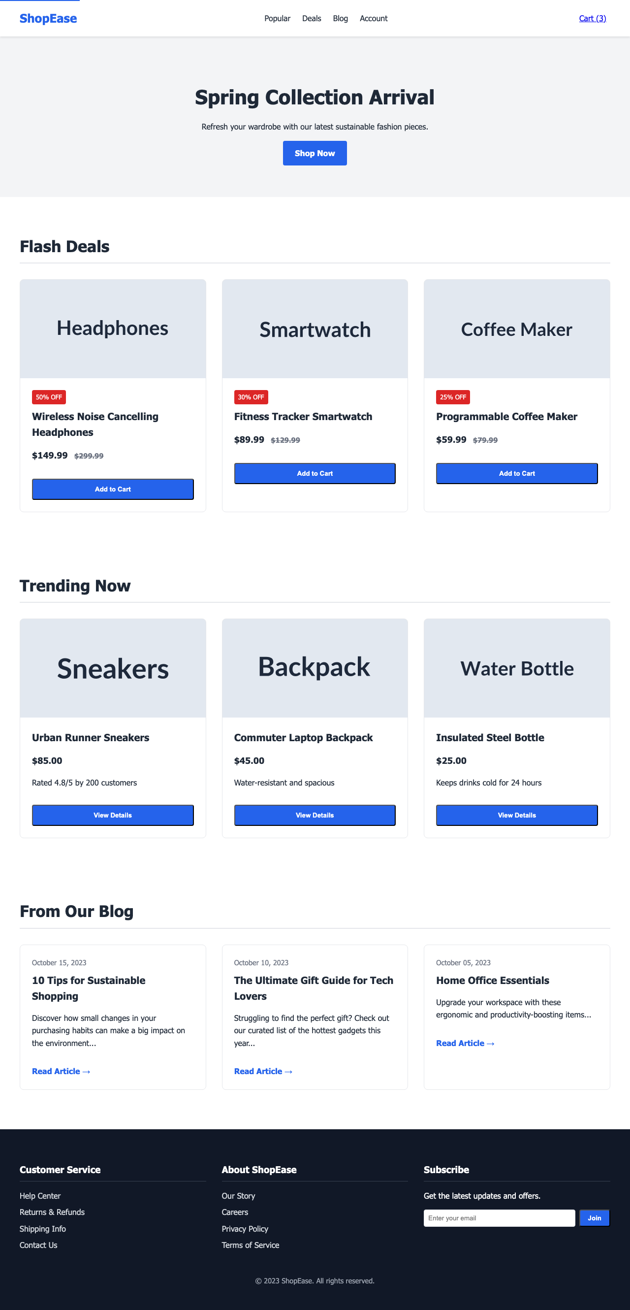 Screenshot sample 4 for shopping-home-page / Gemini 3 Pro Preview