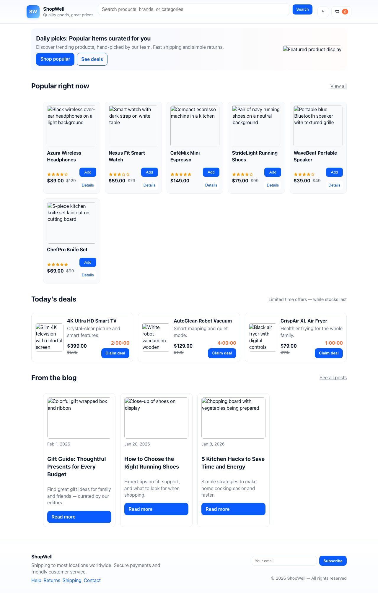 Screenshot sample 0 for shopping-home-page / GPT-5 Mini