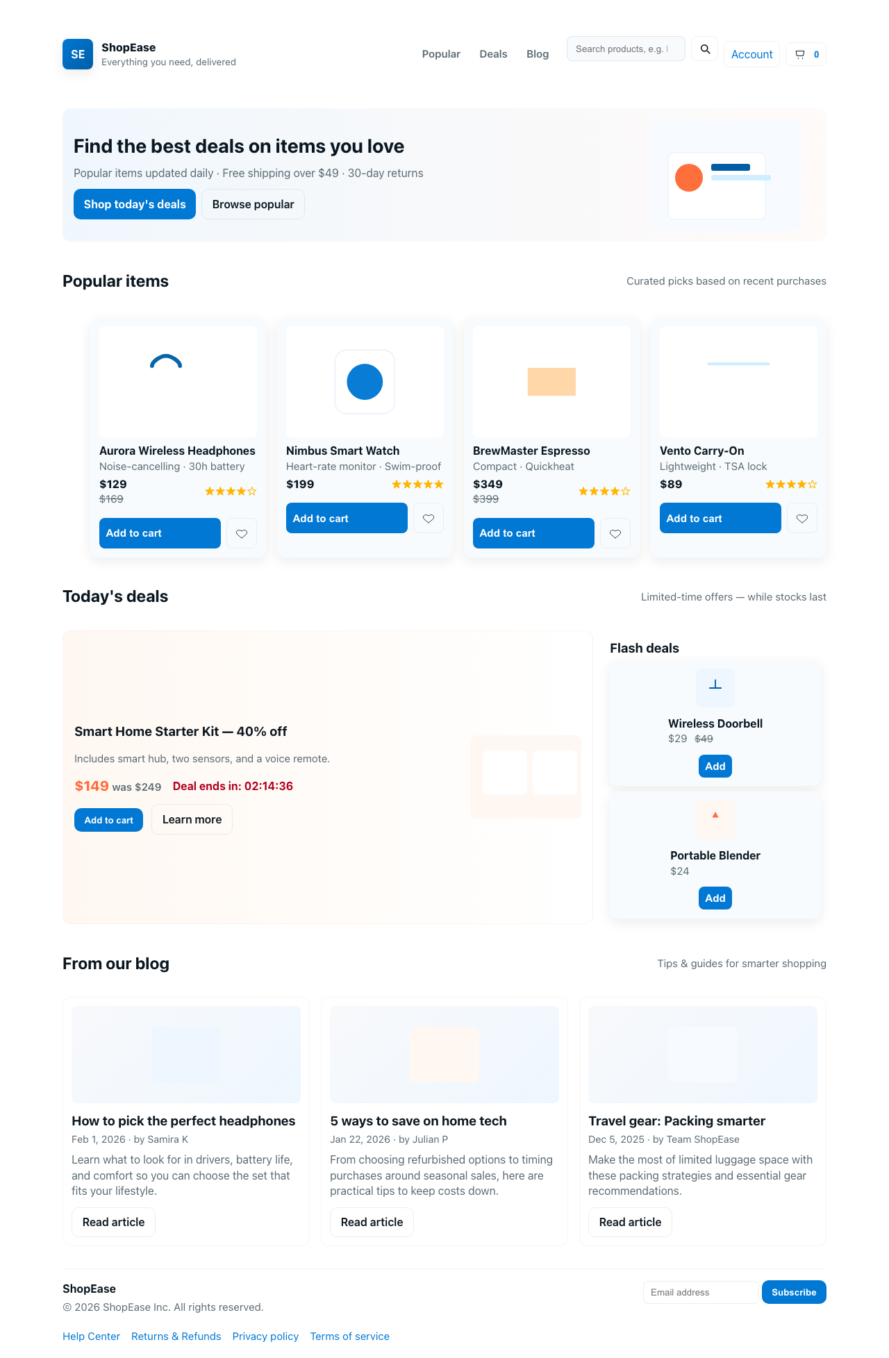 Screenshot sample 1 for shopping-home-page / GPT-5 Mini