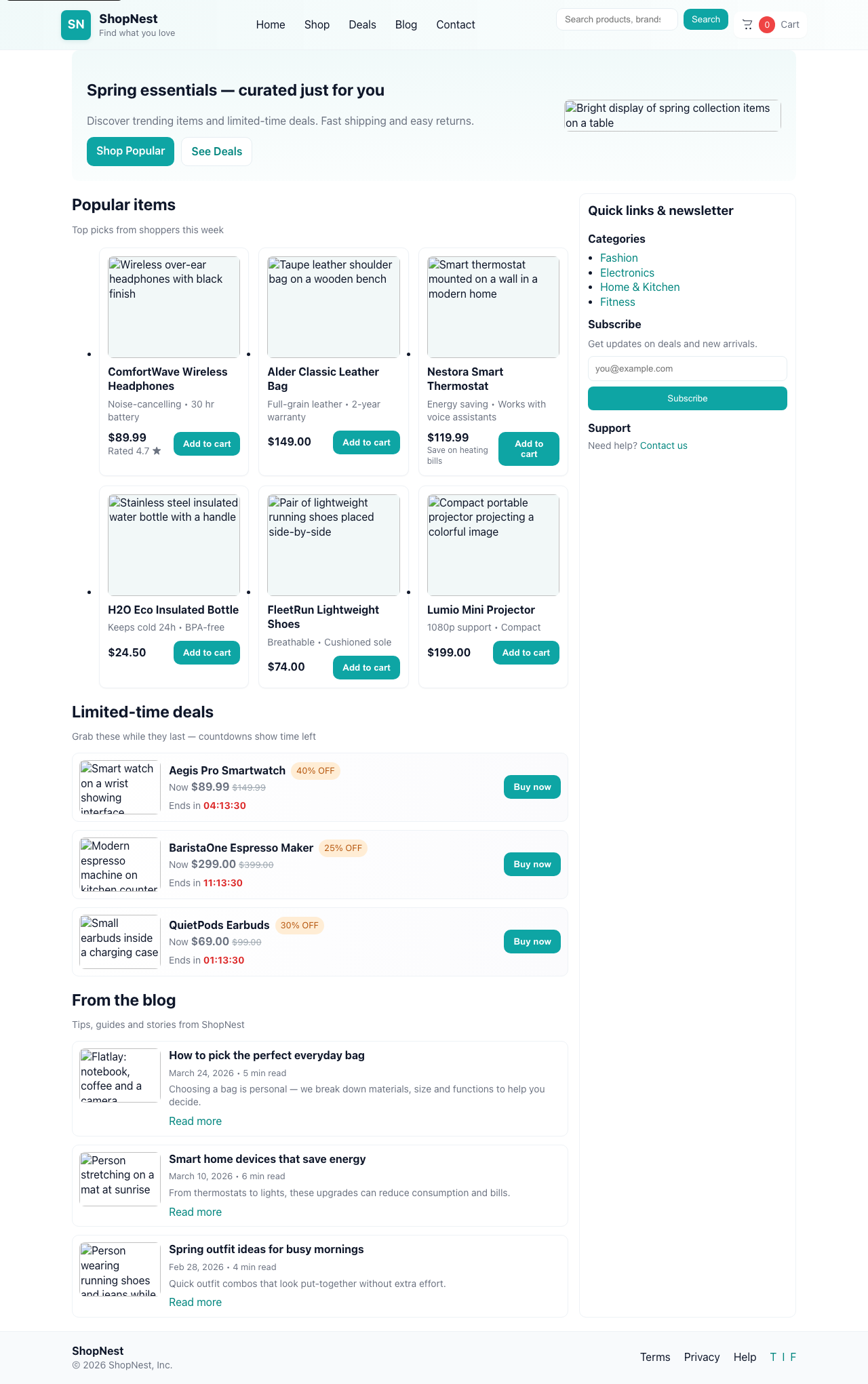 Screenshot sample 2 for shopping-home-page / GPT-5 Mini
