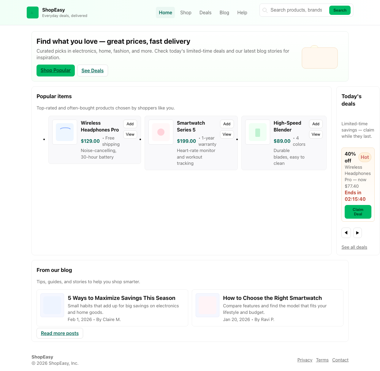 Screenshot sample 4 for shopping-home-page / GPT-5 Mini