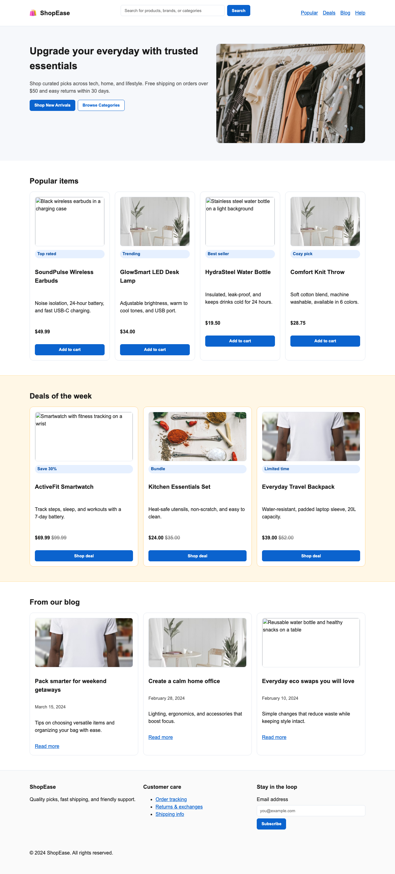 Screenshot sample 0 for shopping-home-page / GPT-5.2 Codex