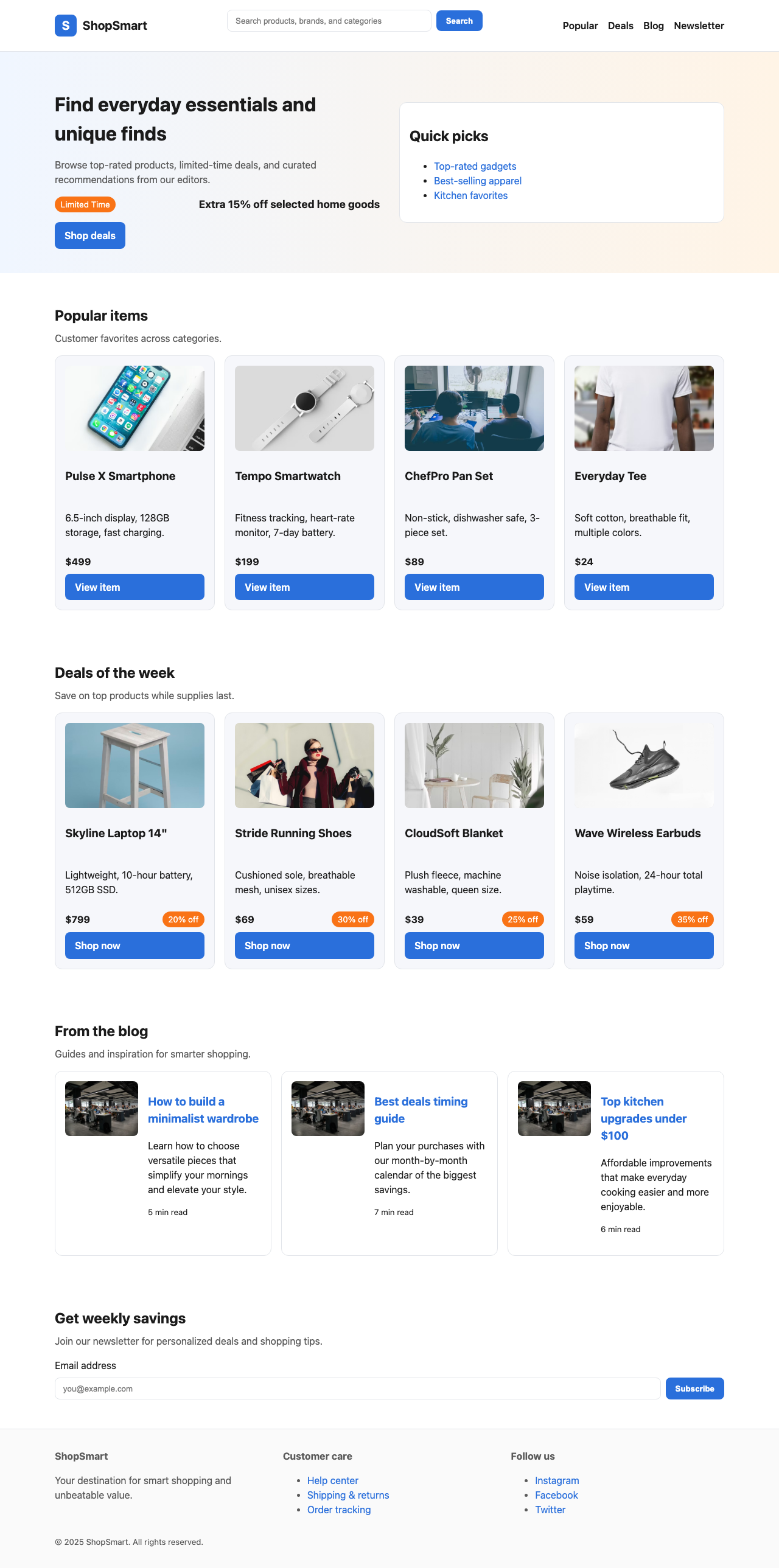 Screenshot sample 4 for shopping-home-page / GPT-5.2 Codex