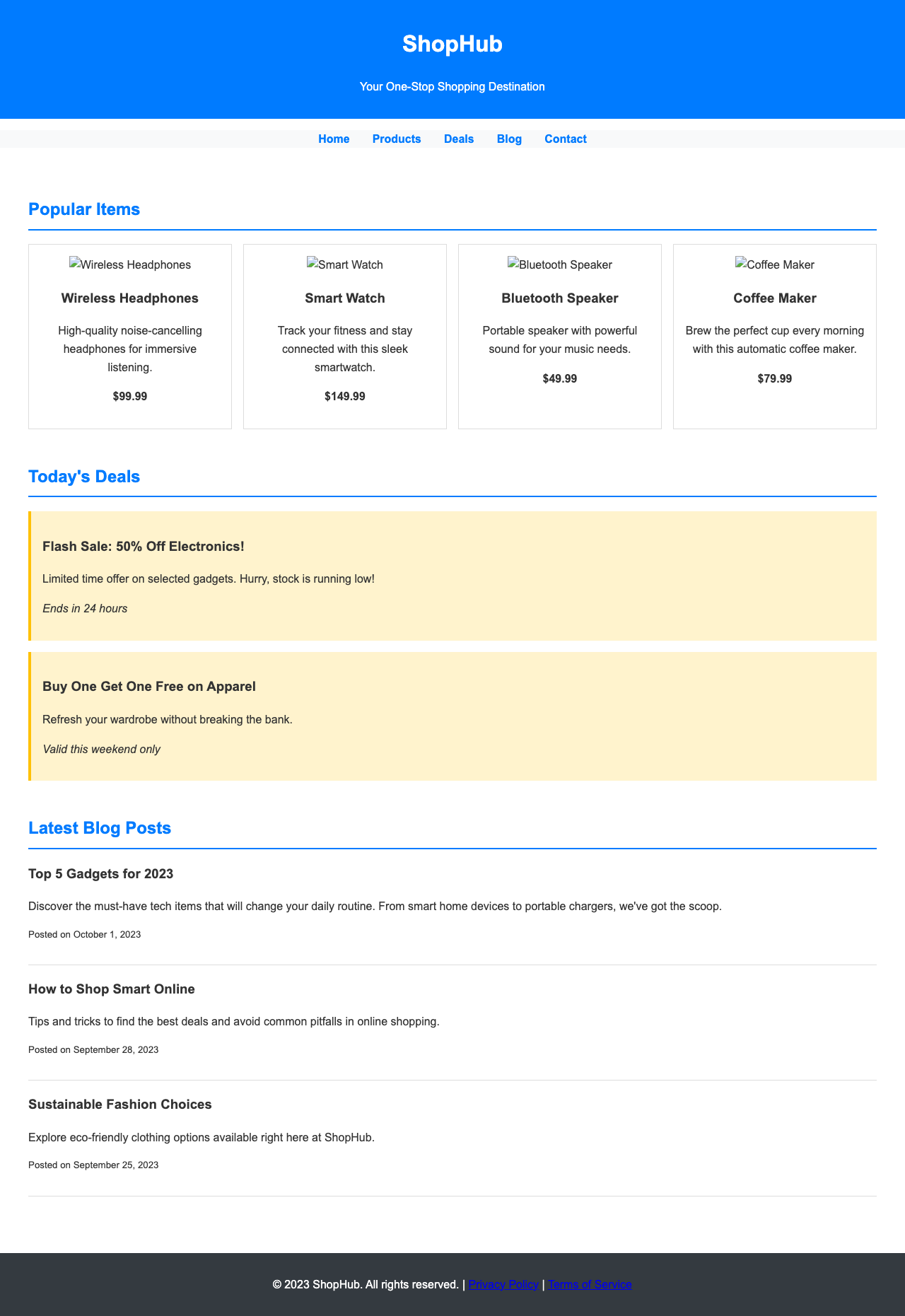 Screenshot sample 0 for shopping-home-page / Grok 4 Fast Non-Reasoning