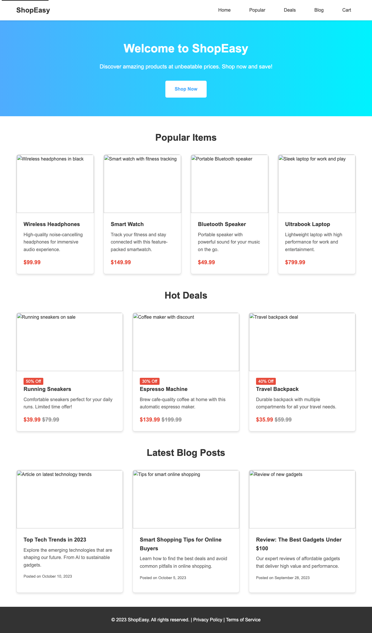 Screenshot sample 2 for shopping-home-page / Grok 4 Fast Non-Reasoning