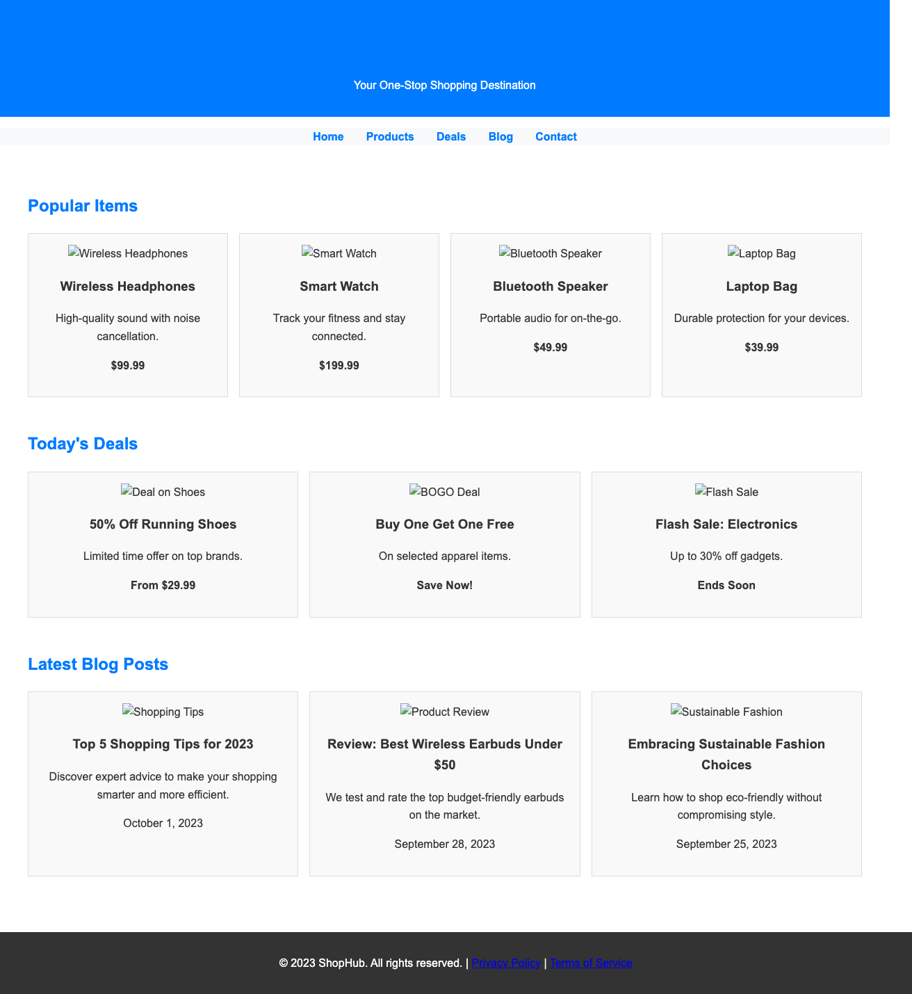 Screenshot sample 3 for shopping-home-page / Grok 4 Fast Non-Reasoning