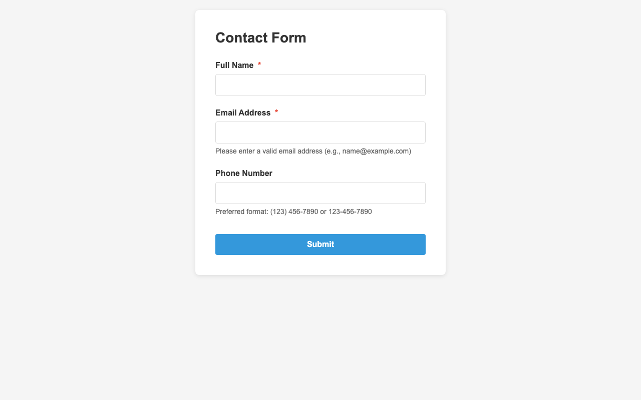 Screenshot sample 3 for simple-contact-form / Claude Haiku 4.5