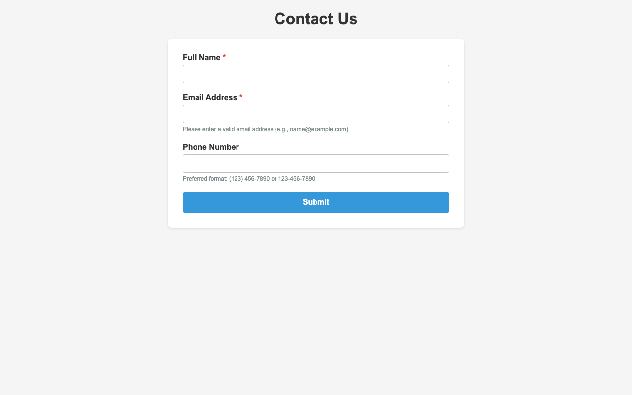 Screenshot sample 4 for simple-contact-form / Claude Haiku 4.5
