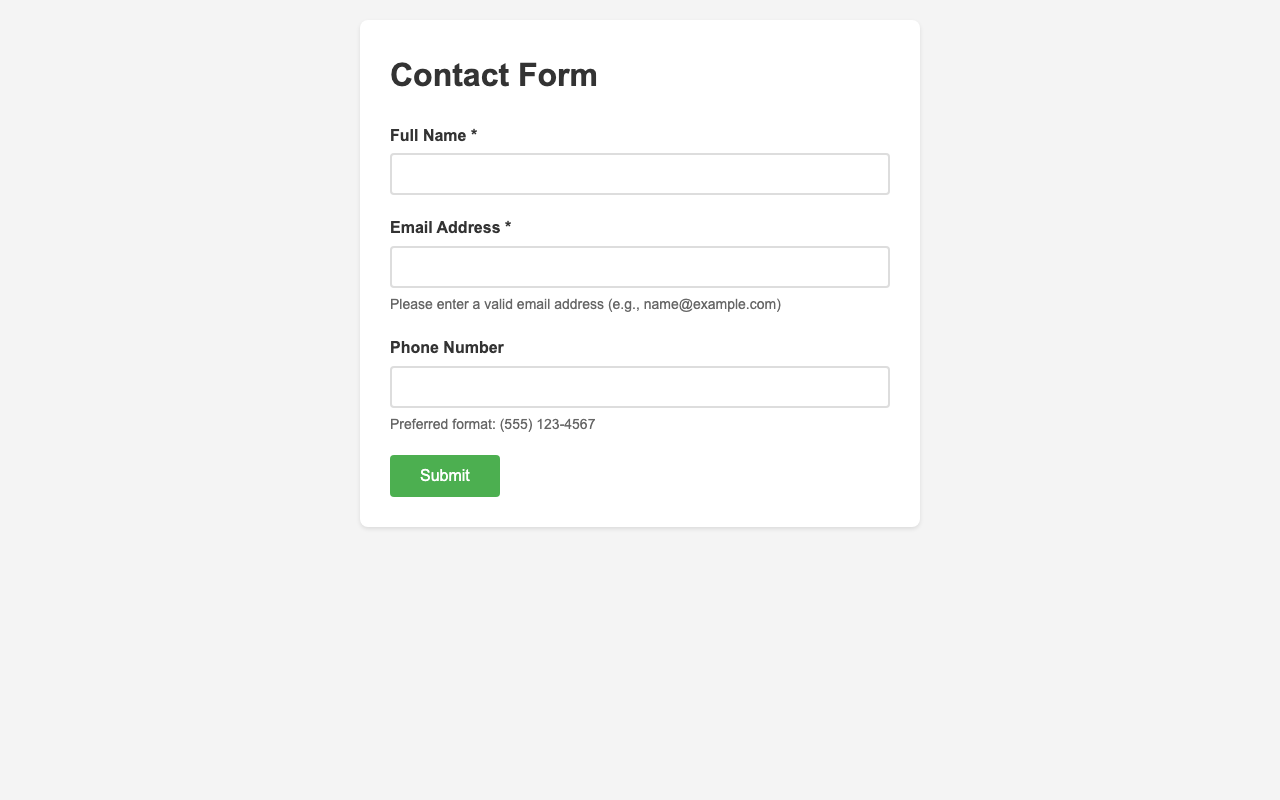Screenshot sample 0 for simple-contact-form / Claude Sonnet 4.5
