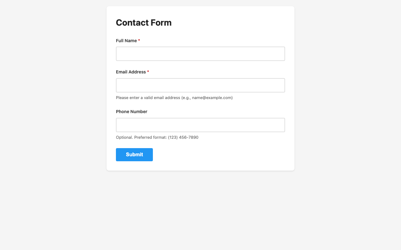 Screenshot sample 2 for simple-contact-form / Claude Sonnet 4.5