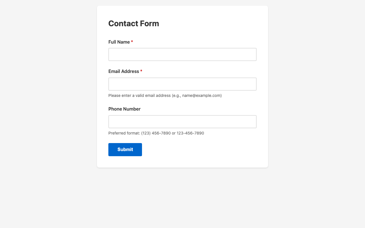 Screenshot sample 3 for simple-contact-form / Claude Sonnet 4.5