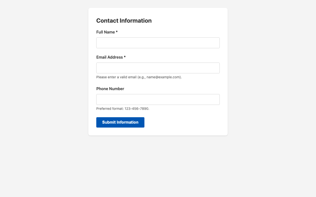 Screenshot sample 0 for simple-contact-form / Gemini 3 Pro Preview