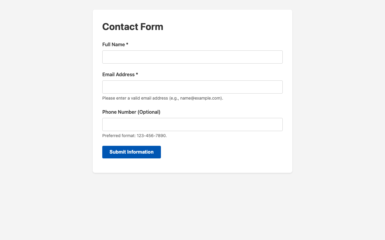 Screenshot sample 2 for simple-contact-form / Gemini 3 Pro Preview