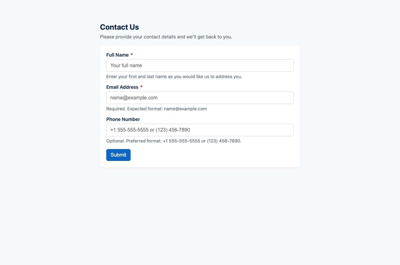 Screenshot sample 1 for simple-contact-form / GPT-5 Mini