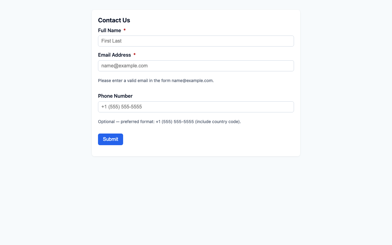 Screenshot sample 2 for simple-contact-form / GPT-5 Mini