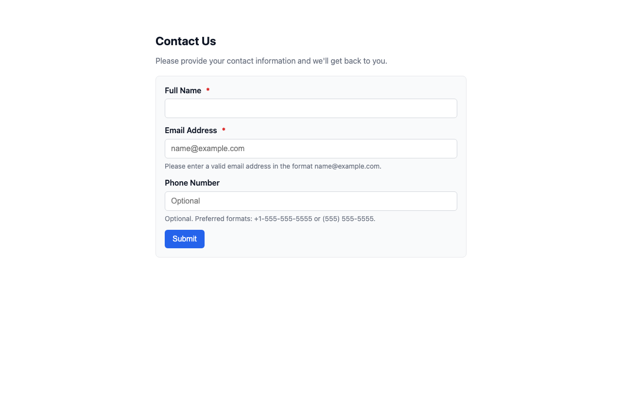 Screenshot sample 4 for simple-contact-form / GPT-5 Mini