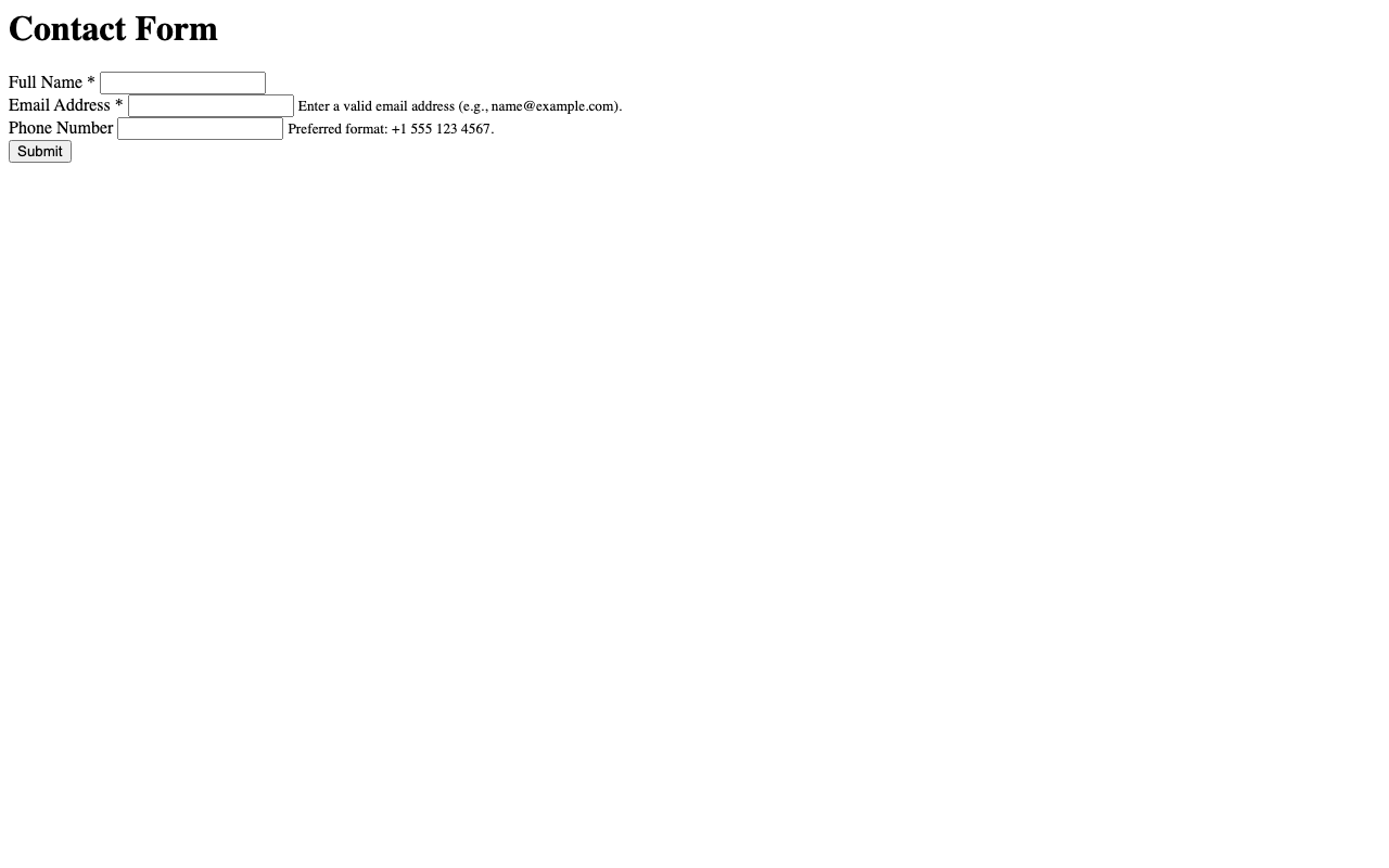 Screenshot sample 2 for simple-contact-form / GPT-5.2 Codex