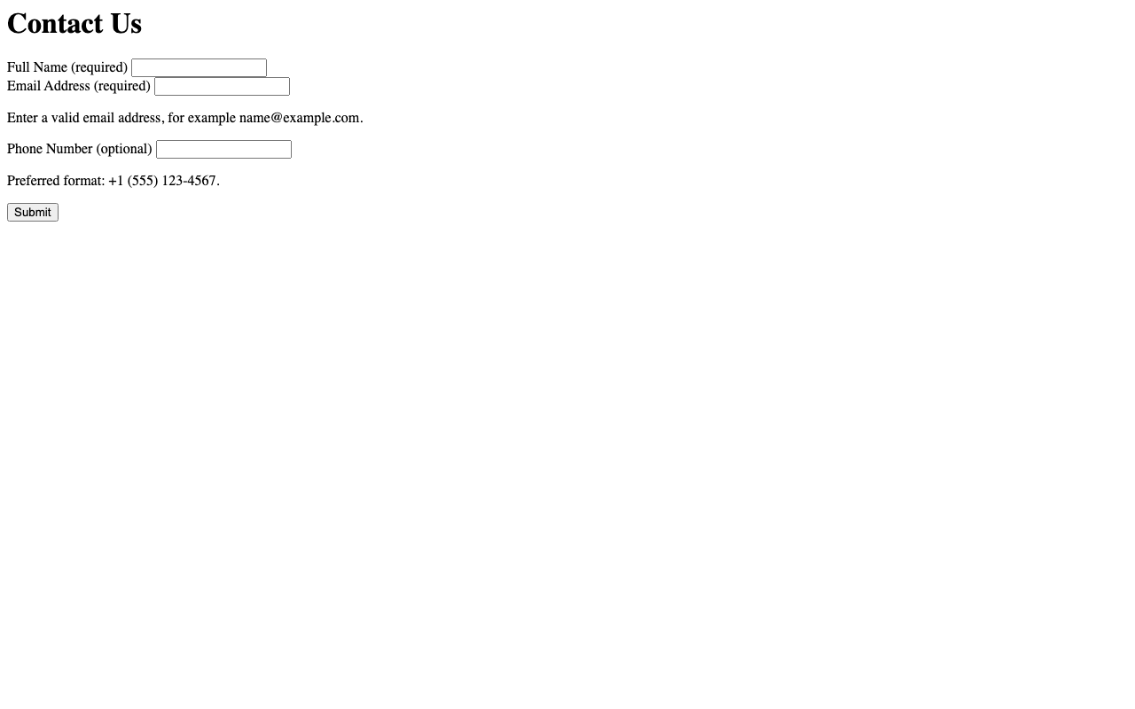 Screenshot sample 4 for simple-contact-form / GPT-5.2 Codex