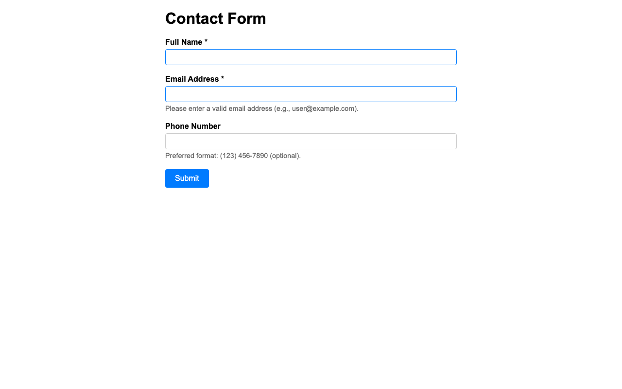 Screenshot sample 2 for simple-contact-form / Grok 4 Fast Non-Reasoning