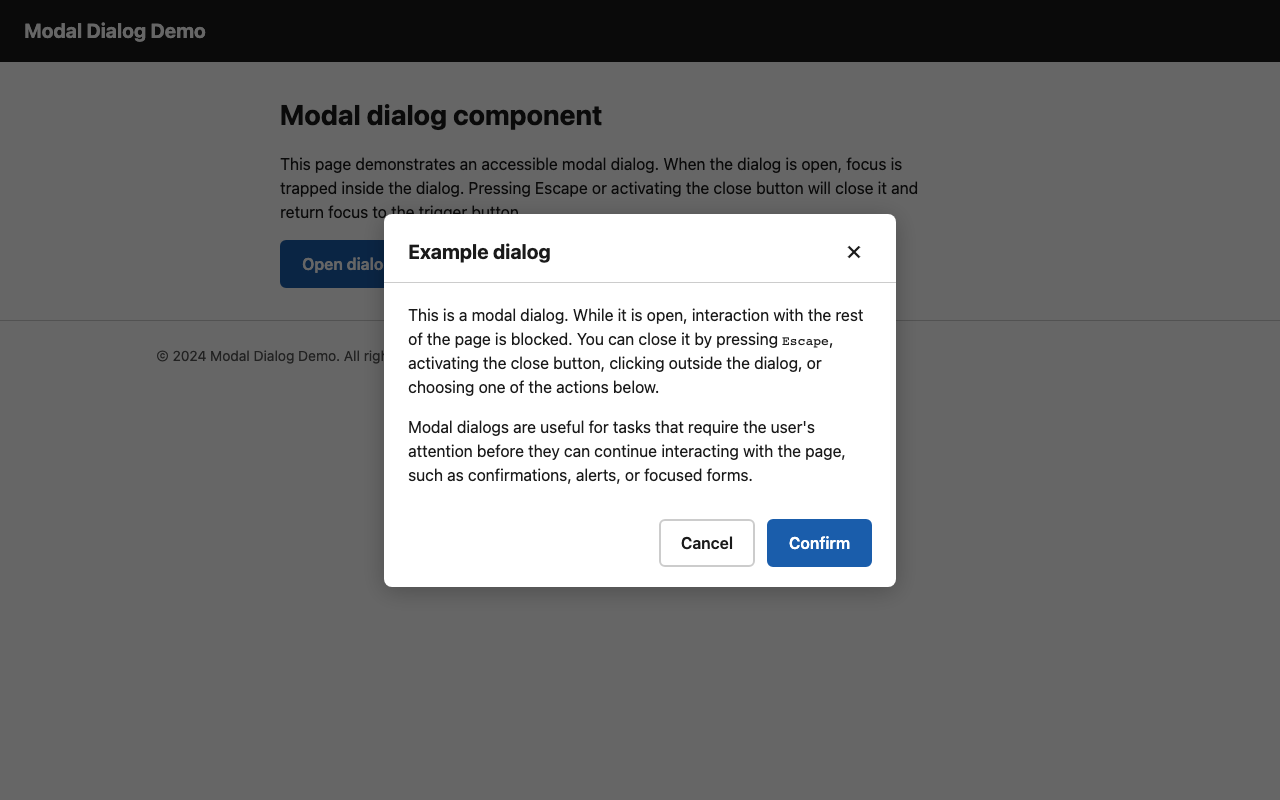 Screenshot sample 0 for modal-dialog / Claude Opus 4.6