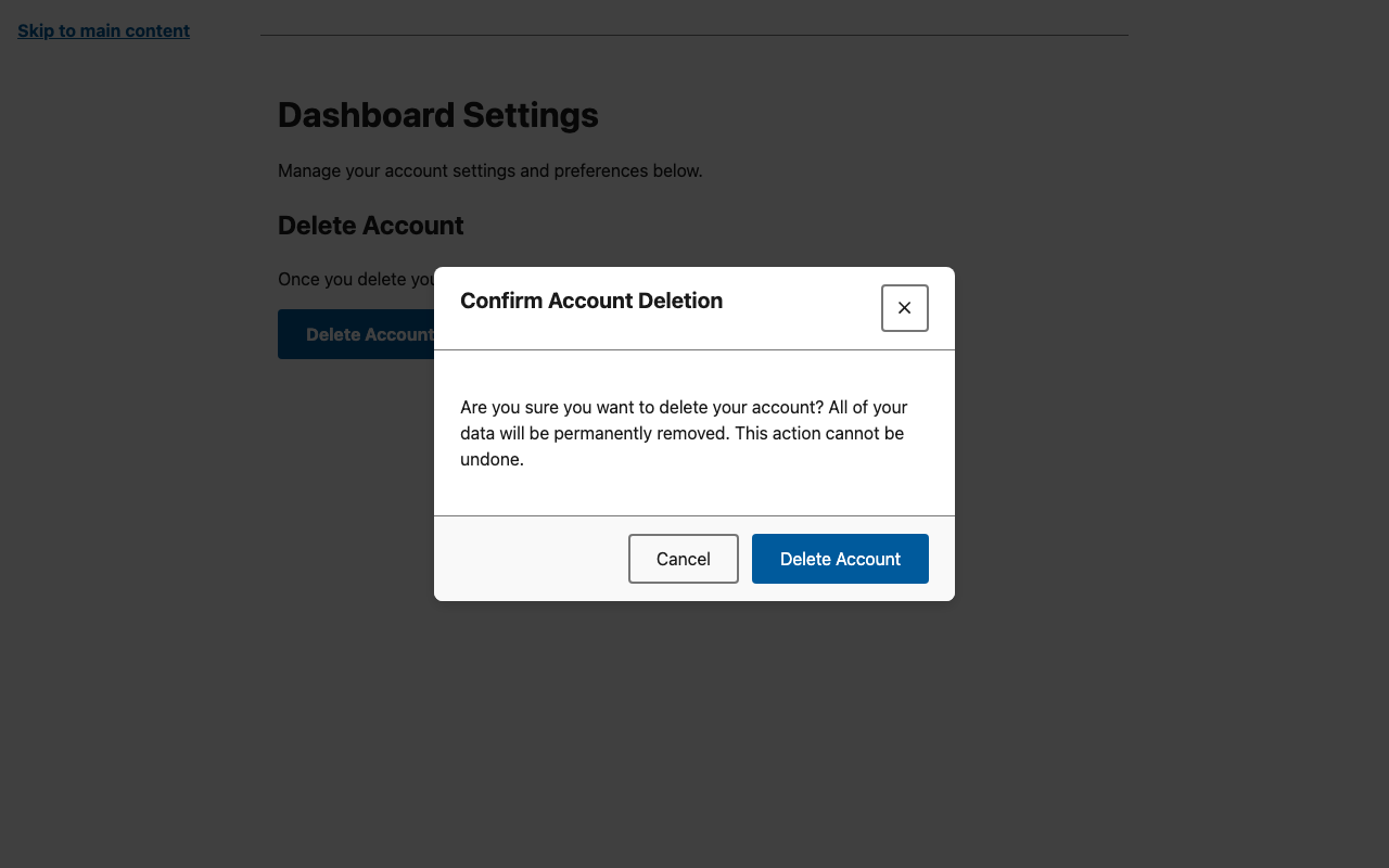 Screenshot sample 0 for modal-dialog / Gemini 3 Pro Preview