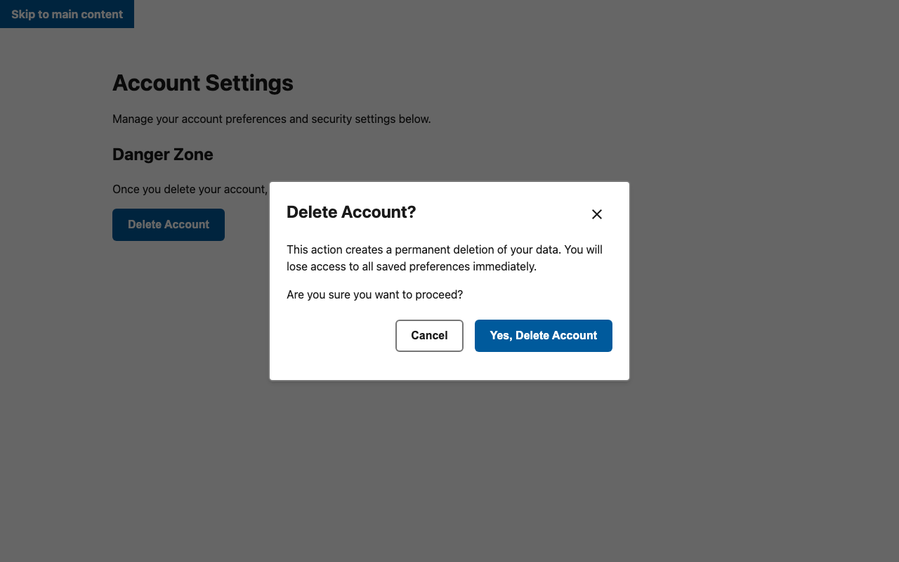 Screenshot sample 2 for modal-dialog / Gemini 3 Pro Preview