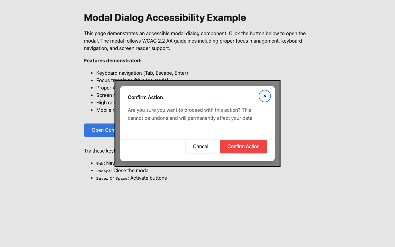 Screenshot sample 0 for modal-dialog / Grok 4 Fast Non-Reasoning