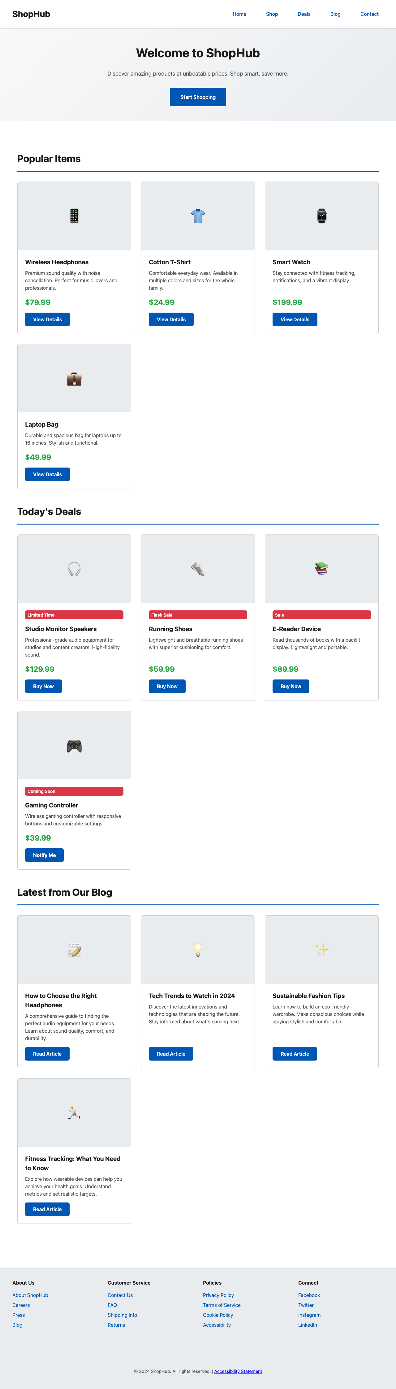 Screenshot sample 0 for shopping-home-page / Claude Haiku 4.5