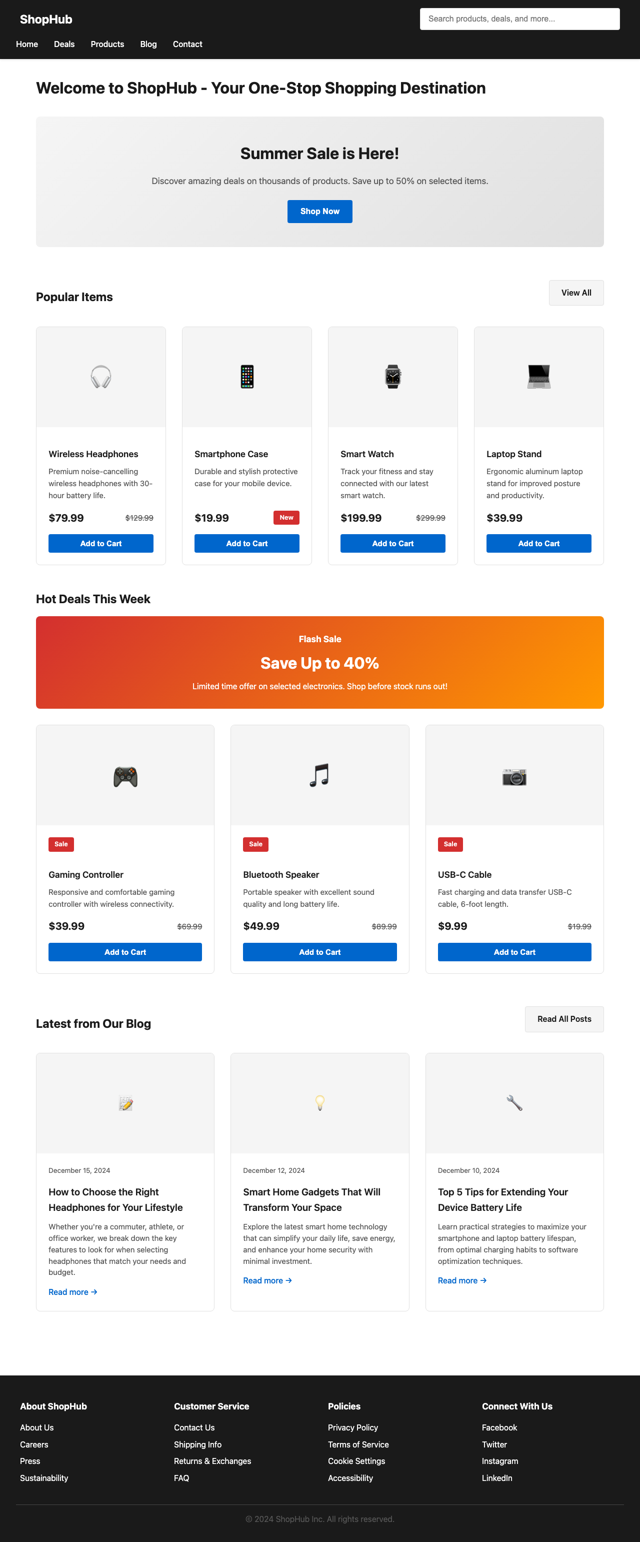 Screenshot sample 2 for shopping-home-page / Claude Haiku 4.5