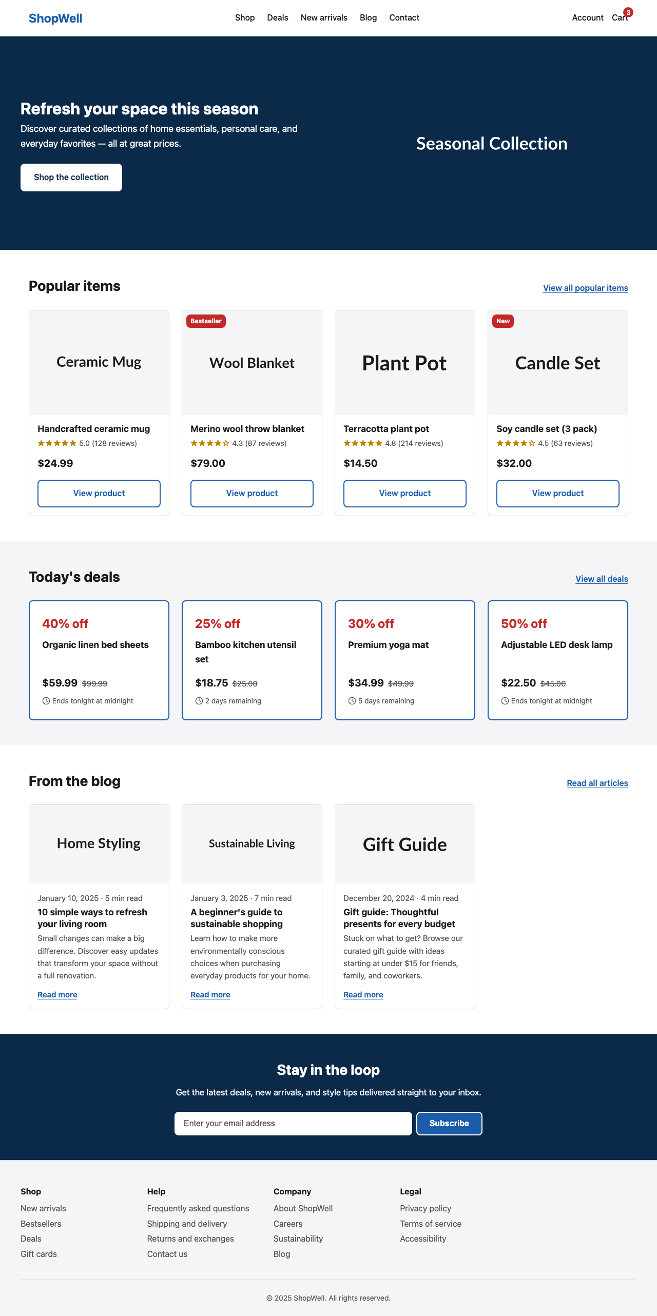 Screenshot sample 3 for shopping-home-page / Claude Opus 4.6