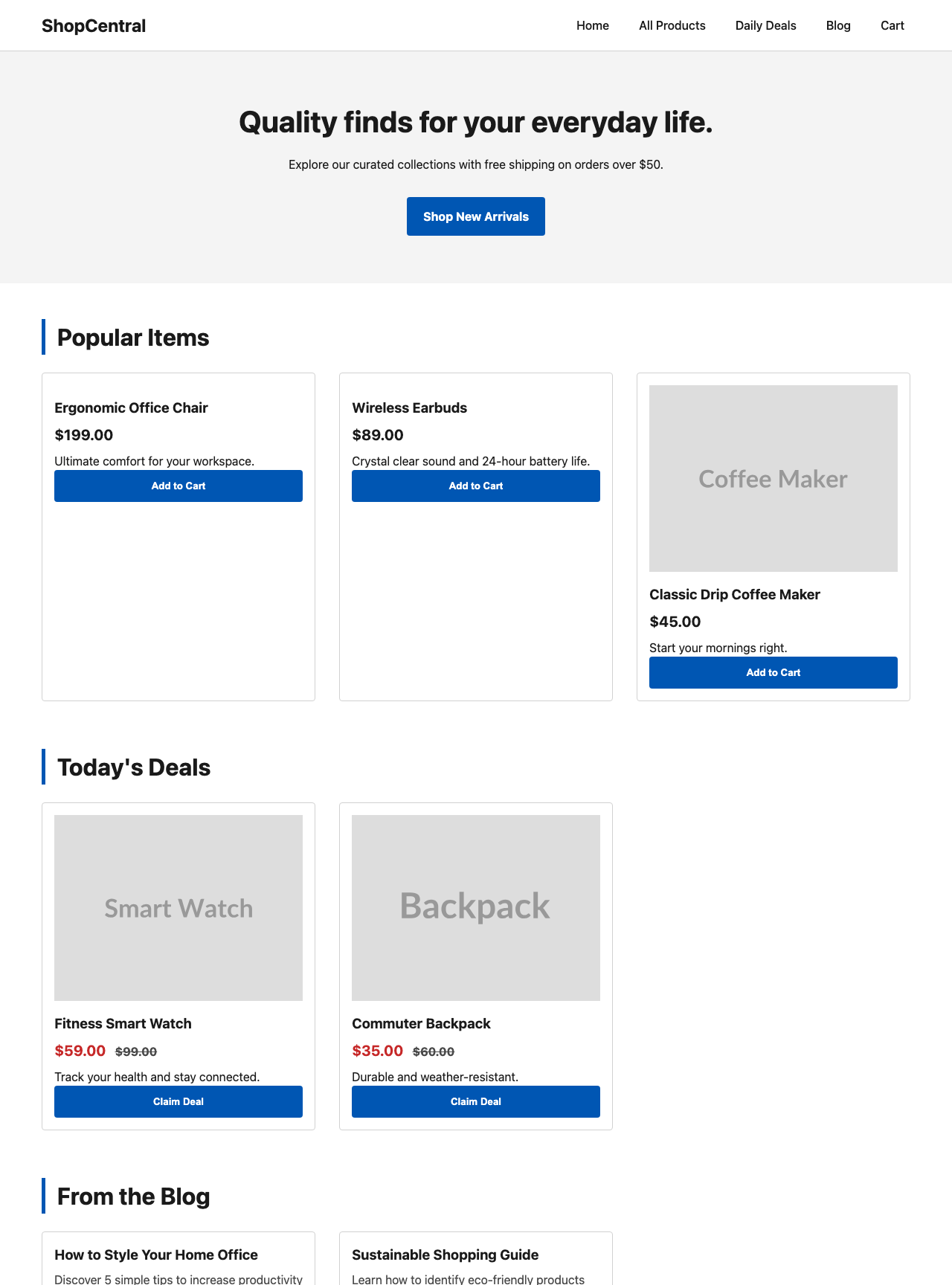 Screenshot sample 1 for shopping-home-page / Gemini 3 Flash Preview