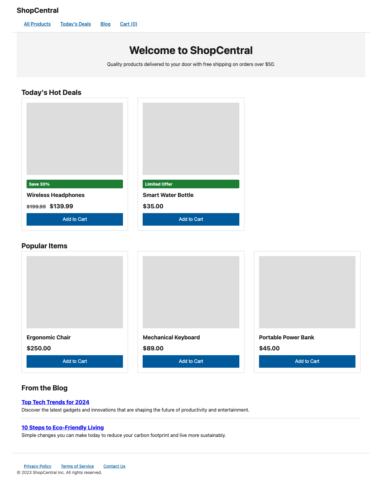 Screenshot sample 3 for shopping-home-page / Gemini 3 Flash Preview